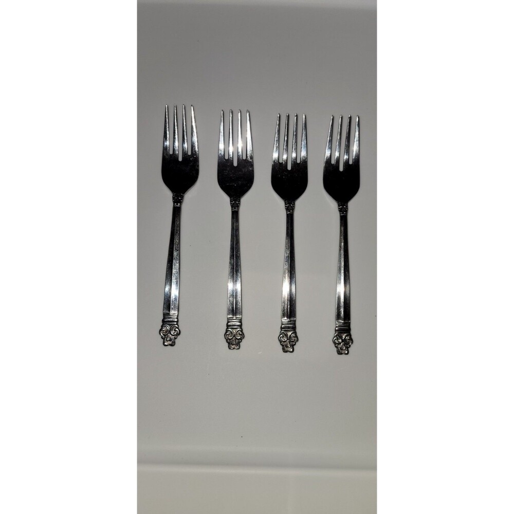 Vintage Ekco Eterna Stainless Steel Crown Tiara Salad Fork Set of 4 – 6 3/8"